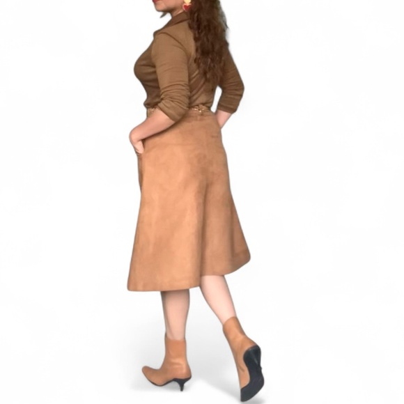 Tommy Hilfiger Tan Suede Skirt  A-Line Lined Size Small - Picture 15 of 15
